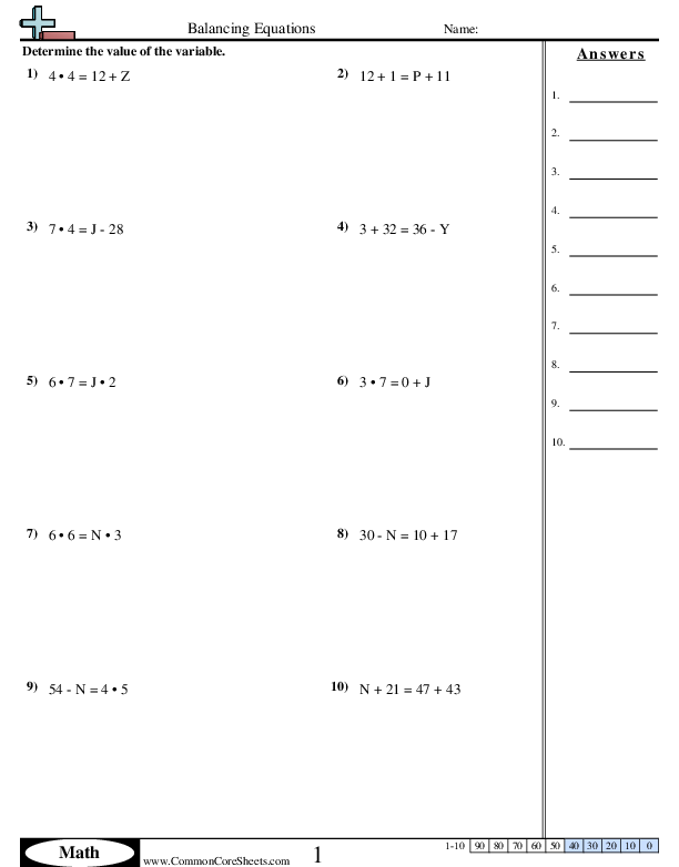 Balancing Equations Worksheets - Balancing Equations  worksheet